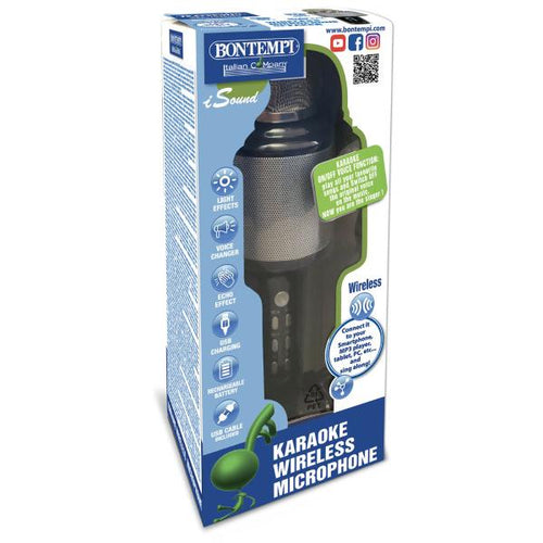 Microfono Karaoke Wireless Con Altoparlante, Effetti Luminosi E Sonori