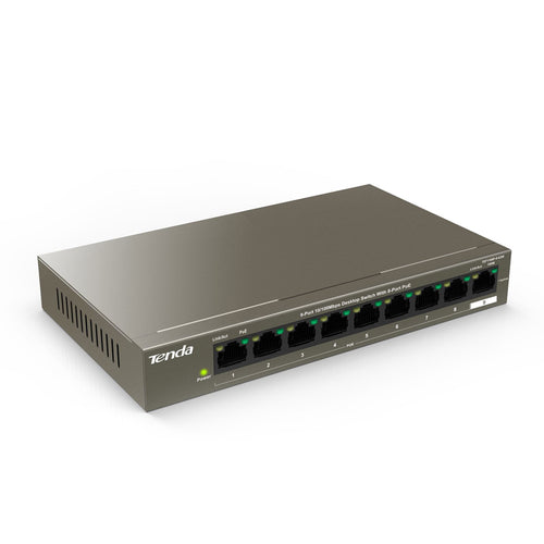 Tenda Tef1109P-8-63W - Desktop Switch 9 Porte Con 8 Porte Poe - 10/100 Mbps - Chassis Metallo