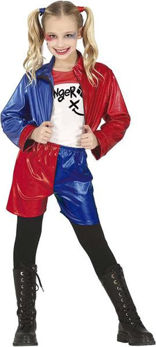 Costume Ragazza Pericolosa Harley Quinn Taglia 10-12 Anni
