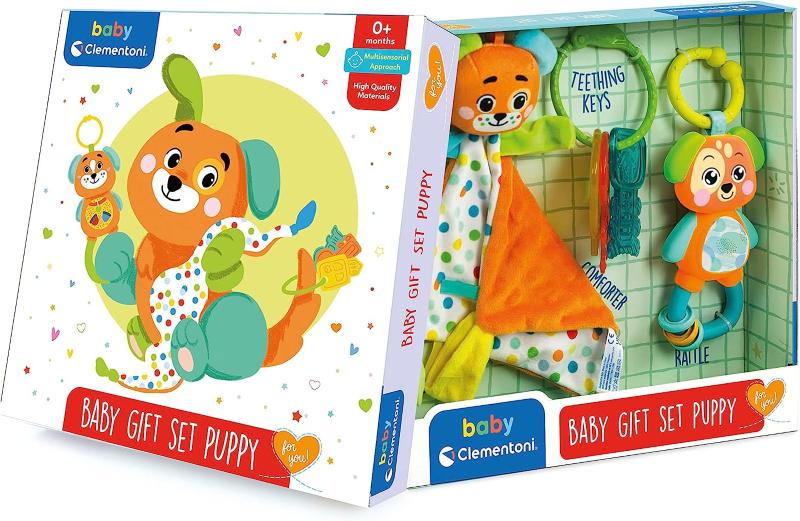 Baby Clementoni - Baby Gift Set Puppy Pack Blue: Sonaglino, Chiavi E Copertina Dou Dou