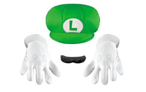 Kit Super Mario Luigi Bambino (Guanti, Cappello E Baffi)