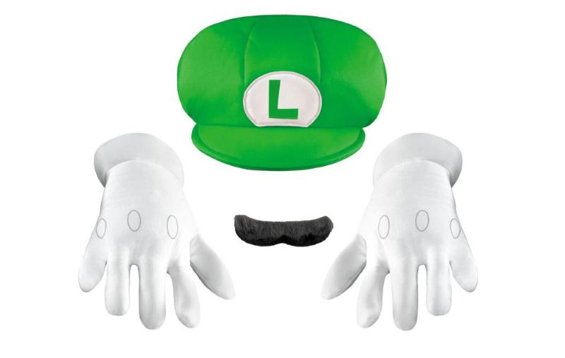 Kit Super Mario Luigi Bambino (Guanti, Cappello E Baffi)
