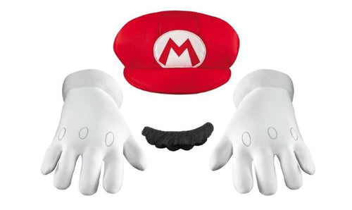 Kit Super Mario Bambino (Guanti, Cappello E Baffi) Costume