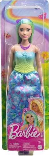 Barbie Fairytale Principesse Vestito Verde E Blu Con Farfalle