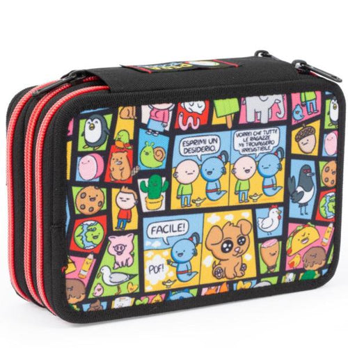 Astuccio Triplo 3 Zip Pera Toons