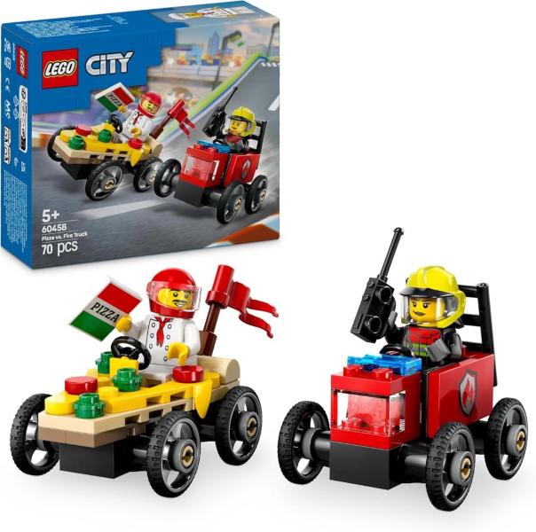 Lego City Great Vehicles Pack Veicoli Da Corsa: Pizzaiolo Contro Pompiere