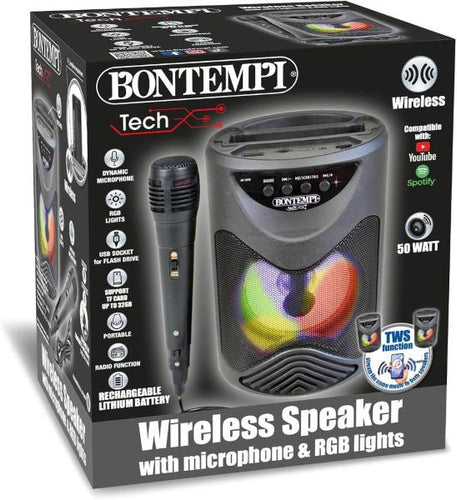 Amplificatore Wireless Con Microfono Dinamico Effetti Luminosi Ed Effetto Eco