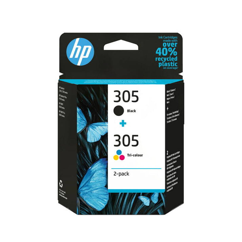 Hp 305 2Pack (6Zd17Ae)  Black + Tricolor  Cartuccia Originale