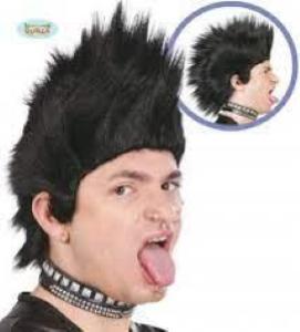 Parrucca Punk Corta Nera