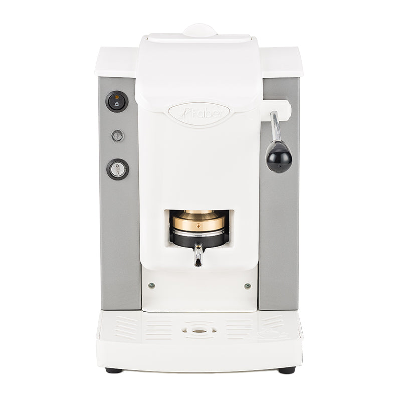 Faber Slot Plast Basic   Macchina Per Caffe'' Con Pressacialda In Ottone  Telaio In Metallo Grigio E Frontale In Policarbonato Bianco