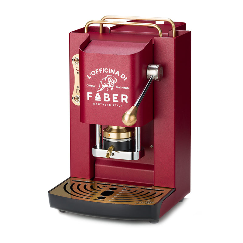 Faber Mini Pro Deluxe Rosso Ciliegia  Macchina Per Caffe''  Pressacialda In Ottone  Elettrovalvola E Termostato 95  Telaio In Acciaio