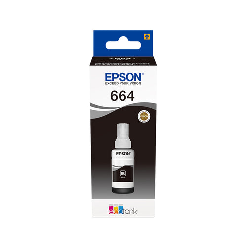 Epson 664 Black (C13T664140)-Cartuccia Originale Per Ecotank