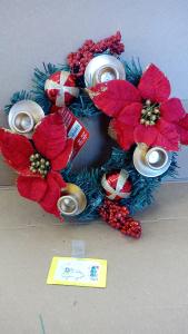 Off   Porta 4 Candele Tondo Cm 30 Rosso/Oro