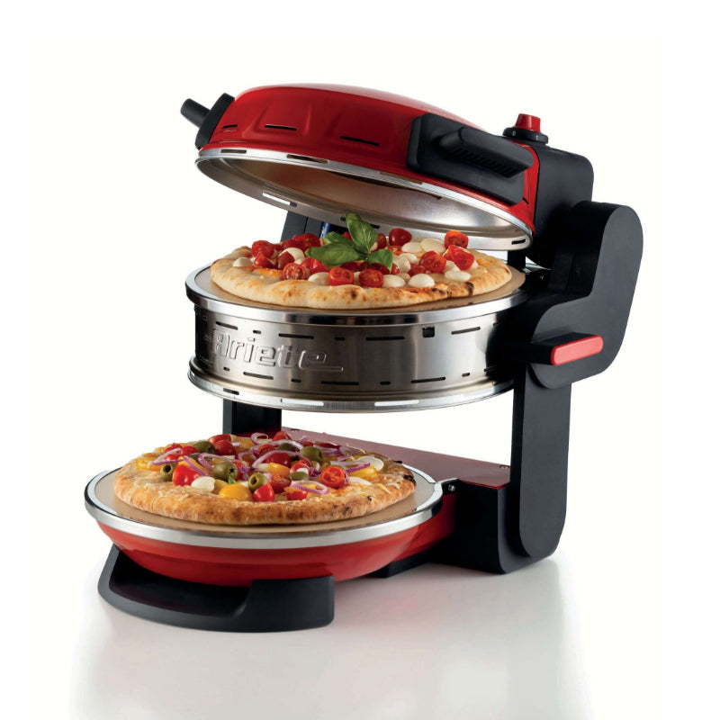 Ariete Forno Pizza Rosso (0927/00)- 2 Piastre In Pietra Refrattaria-2 Pizze Contemporaneamente-5 Livelli Cottura-2300W