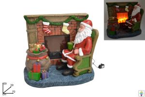Stock Babbo Natale C/Caminetto Cm 70 Senza/Luce Senza Funzioni