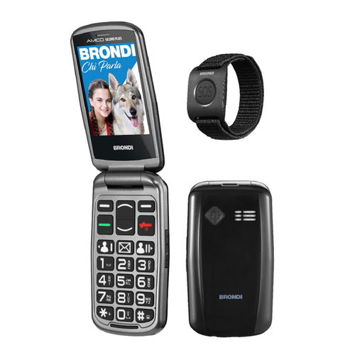 Brondi Amico Sicuro Plus (Nero) - Telefono Cellulare Senior