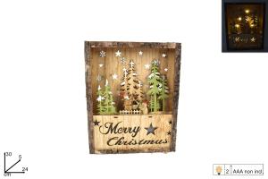 Scenario Legno Merry Xmas C/Luce Batt.