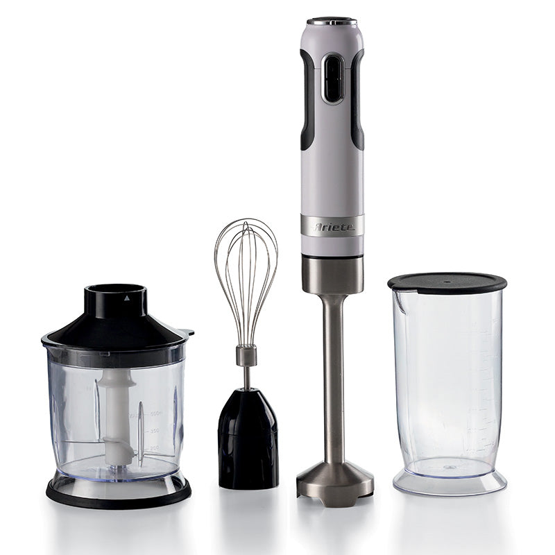 Ariete Moderna Bianco (602/01) - Frullatore Ad Immersione Con Bicchiere, Tritatutto E Frusta - Tasto Turbo - 1000W