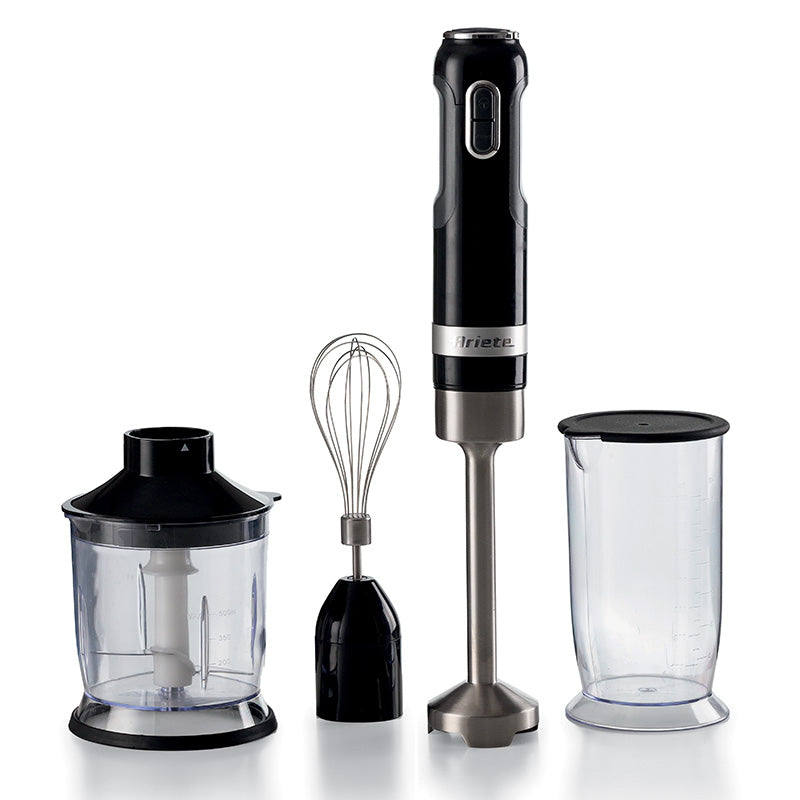 Ariete Moderna Nero (602/02) - Frullatore Ad Immersione Con Bicchiere, Tritatutto E Frusta - Tasto Turbo - 1000W
