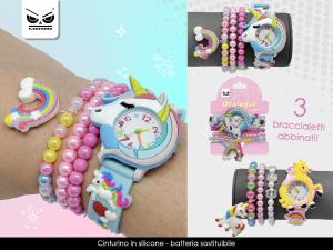 Orologio Da Polso C/3 Bracciali Unicorno