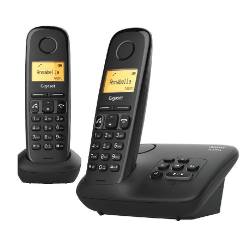 Gigaset A270A Duo (Nero)  Telefono Cordless Doppio  Funzione Sveglia  Vivavoce  Segreteria