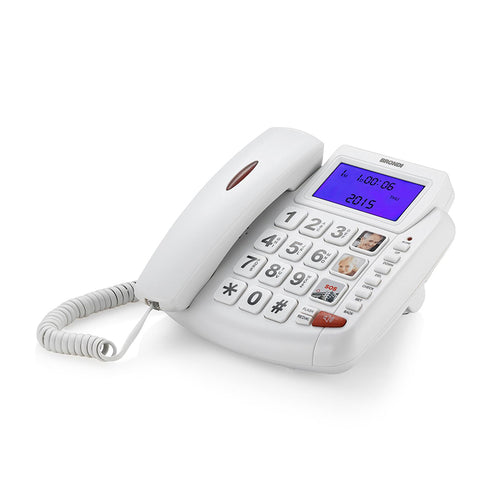 Brondi Bravo 90 Lcd (Bianco)  Telefono Corded  Lcd  Tasti Grandi  Vivavoce  Audio Boost