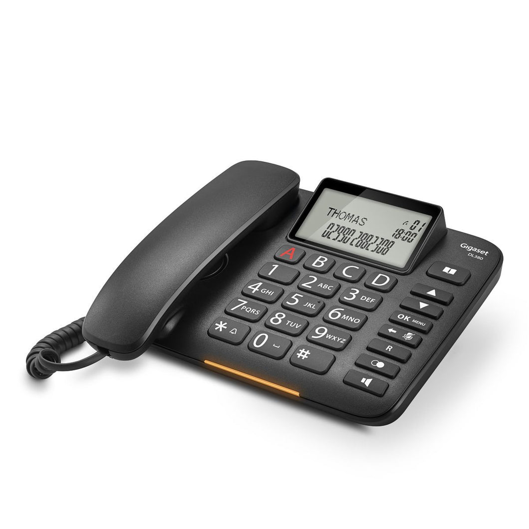 Gigaset Dl380 (Nero) - Telefono Corded - Display - Vivavoce - Tasti Grandi