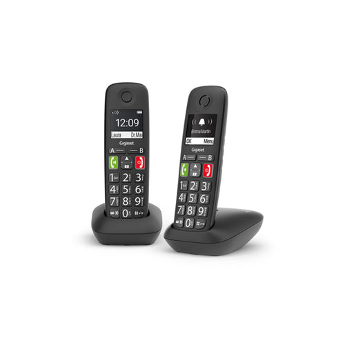 Gigaset E290 (Nero)  Telefono Cordless Senior Doppio  Vivavoce  Tasti Grandi