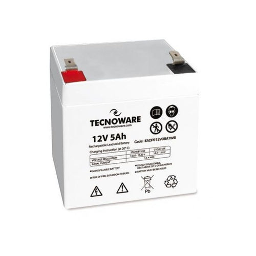 Tecnoware Power Battery 12V 5Ah (Eacpe12V05Atwb)  Batteria Ermetica Al Piombo  Faston 63 Mm