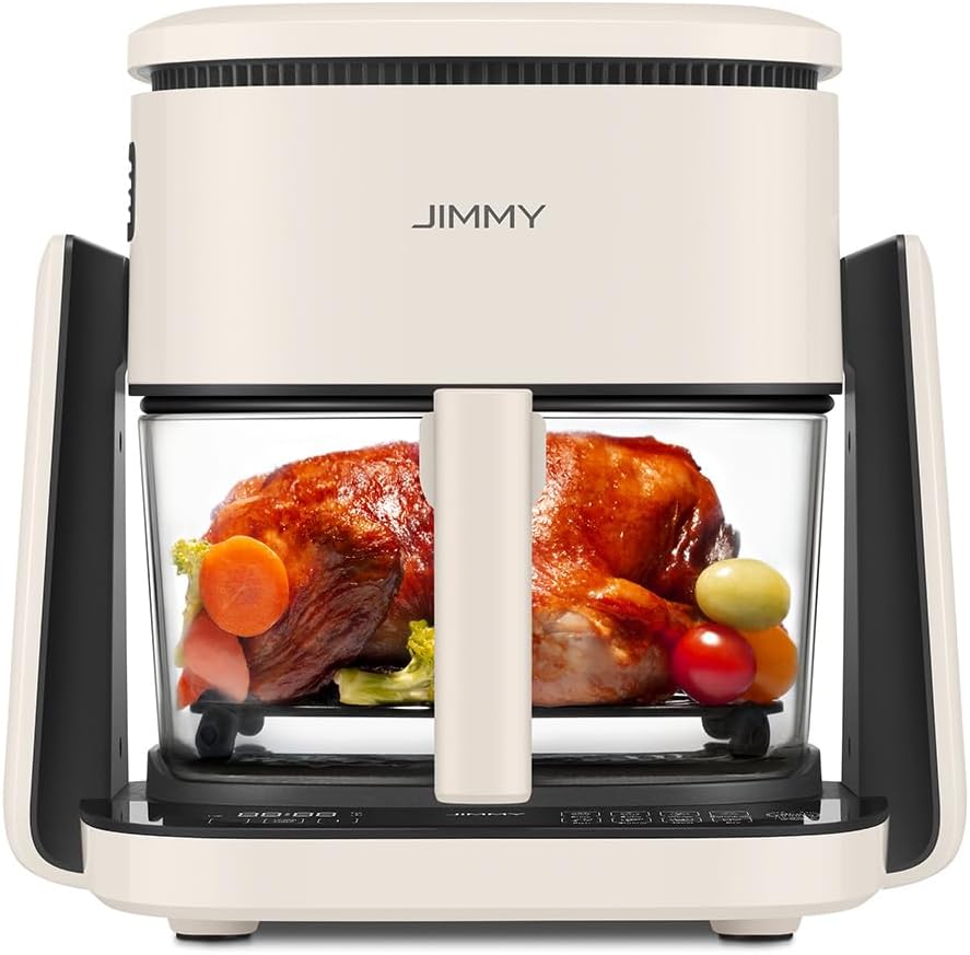 JIMMY AF3 Friggitrice ad aria multifunzione 2 in 1 con funzione piastra, 4 Litri, 1100W, 8 programmi di cottura