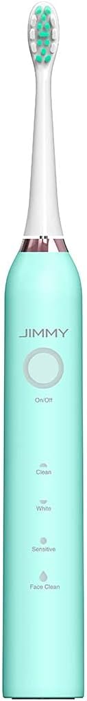 JIMMY T6 Spazzolino elettrico sonico IPX7, con 4 modalità di uso, testina di ricambio e funzione skincare con testina specifica per viso